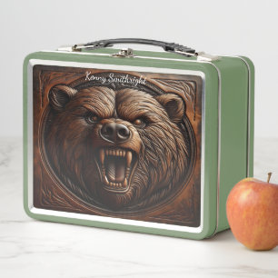 Lunch Box Wilderness embouteillé : Grizzly rugissant en cuir