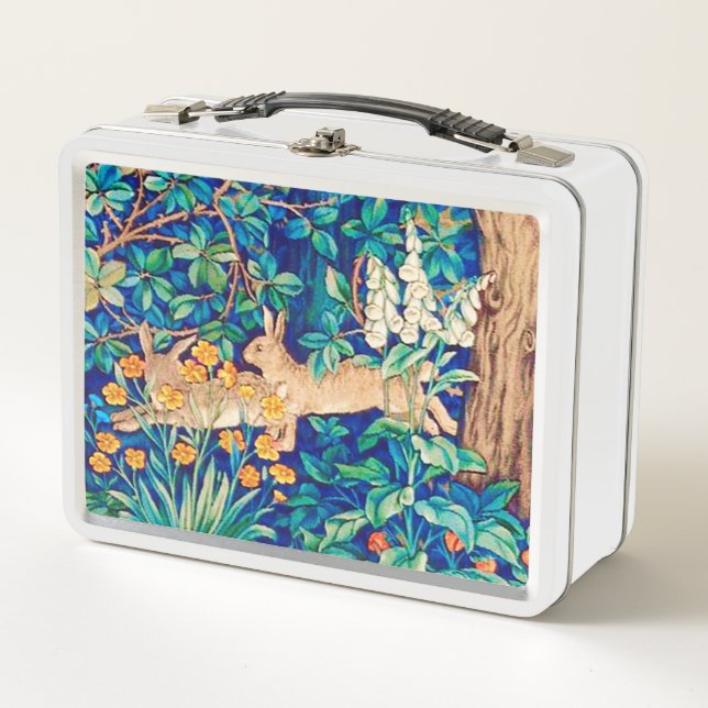 Lunch Box William Morris "Two Hares" - Lapins dans une forêt (Devant)