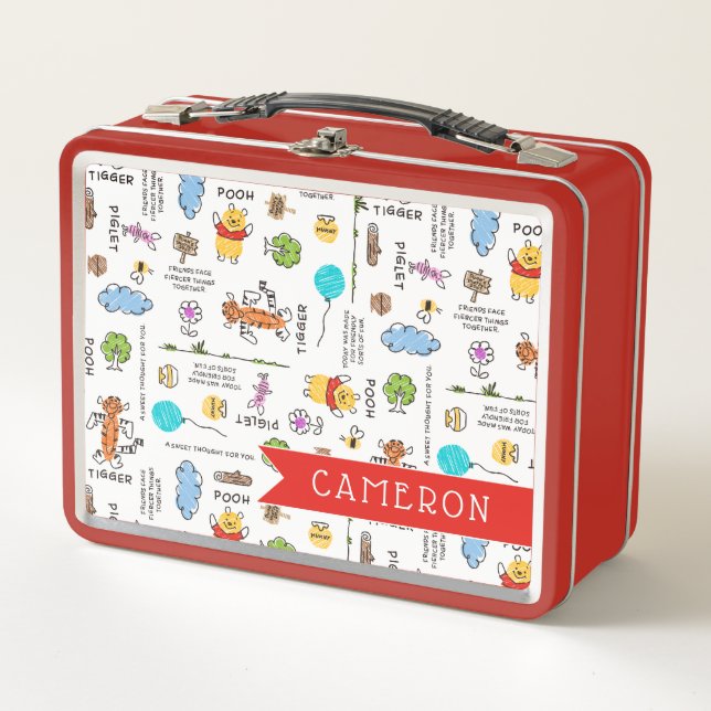 Lunch Box Winnie l'Ourson| Motif de croquis de Doodle Friend (Devant)