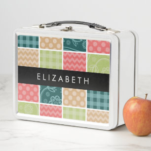 Lunch Box Zigzag, Chevron, En vichy, Pois, Votre Nom