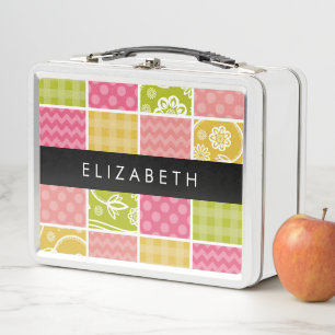 Lunch Box Zigzag, Chevron, Pois, En vichy, Votre Nom