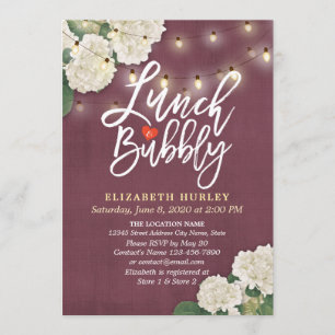 Lunch & Bubbly Bridal Shower Flowers String Lights Invitation
