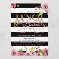 Lunch & Bubbly Glitter Black White Bridal Shower