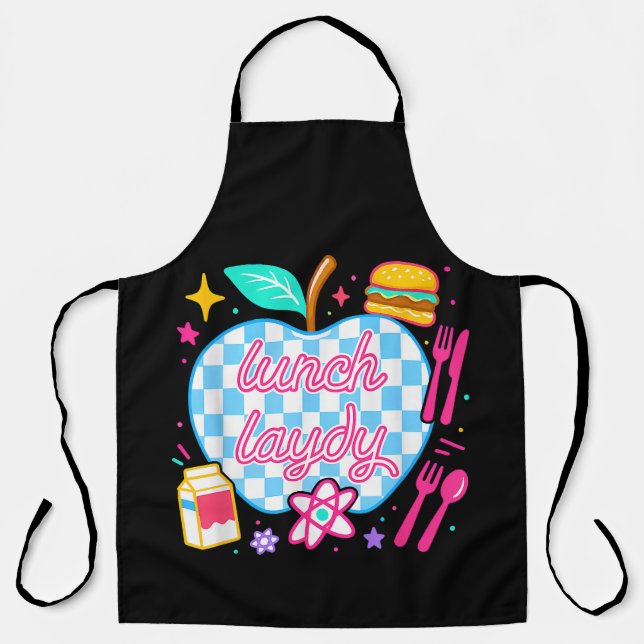 Lunch Lady Back to School Chequered First Day Apron (Front)