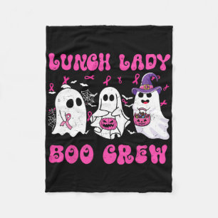Lunch Lady Boo Crew Pumpkin Halloween Breast Cance Fleece Blanket