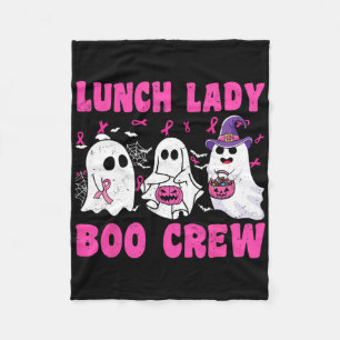 Lunch Lady Boo Crew Pumpkin Halloween Breast Cance Fleece Blanket