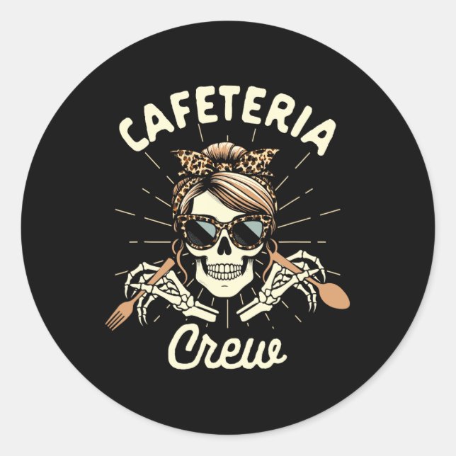 Lunch Lady Cafeteria Worker Squad Skeleton Cafeter Classic Round Sticker (Front)