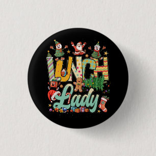 Lunch Lady Christmas Tree Santa Matching Xmas Lunc 1 Inch Round Button