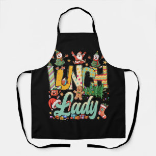 Lunch Lady Christmas Tree Santa Matching Xmas Lunc Apron