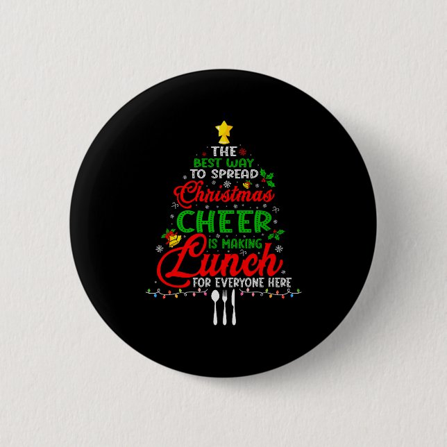 Lunch Lady Christmas Xmas School Cafeteria Lunch L 2 Inch Round Button (Front)