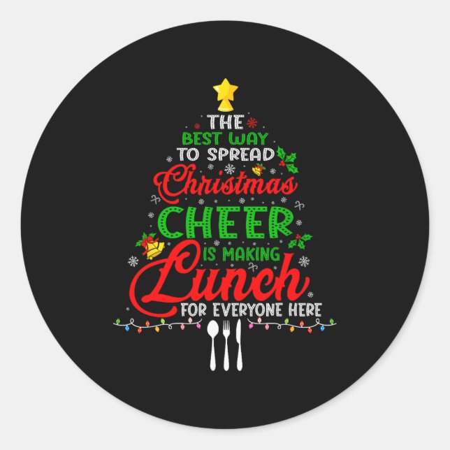 Lunch Lady Christmas Xmas School Cafeteria Lunch L Classic Round Sticker (Front)