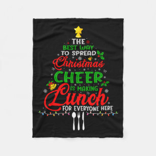 Lunch Lady Christmas Xmas School Cafeteria Lunch L Fleece Blanket
