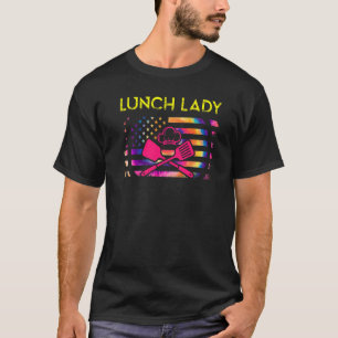 Lunch Lady Cook Food American Flag Rolling Pin Bak T-Shirt