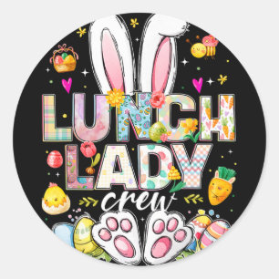 Lunch Lady Crew Funny Bunny Lunch Lady Cafeteria E Classic Round Sticker