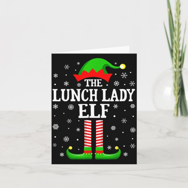 Lunch Lady Elf Funny Christmas Family Matching  Card (Front)