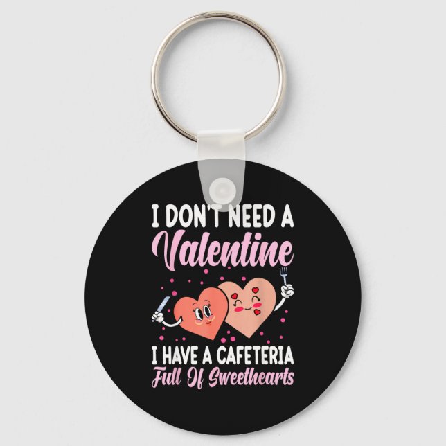 Lunch Lady Gift Co. Funny Valentine's Day - Black  Keychain (Front)
