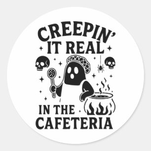 Lunch Lady Halloween Creepin' It Real School Cafet Classic Round Sticker