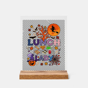 Lunch Lady Halloween Witch Moon Pumpkin_1 Acrylic Sign