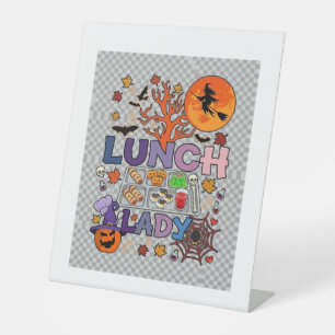 Lunch Lady Halloween Witch Moon Pumpkin_1 Pedestal Sign