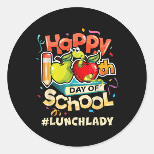 Lunch Lady Happy 100th Day Of School Classic Round Sticker