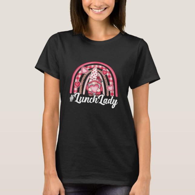 Lunch Lady Love Valentine's Day Gnome Cafeteria T-Shirt (Front)