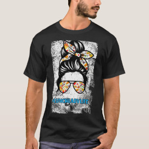 Lunch Lady Messy Bun Hair Cafeteria Worker Lady Li T-Shirt