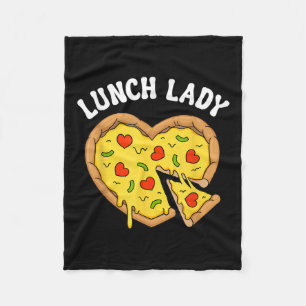 Lunch Lady Pizza Heart School Cafeteria Worker Fleece Blanket