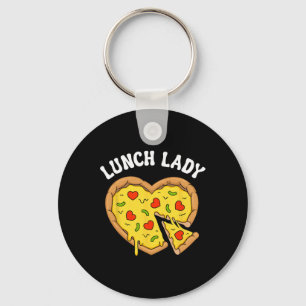 Lunch Lady Pizza Heart School Cafeteria Worker Val Keychain