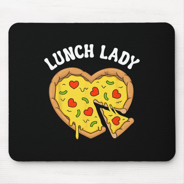 Lunch Lady Pizza Heart School Cafeteria Worker Val Mouse Pad (Front)
