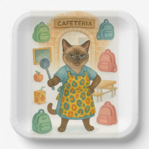 Lunch Lady Retirement for Cat Lovers Cafeteria  Paper Plate