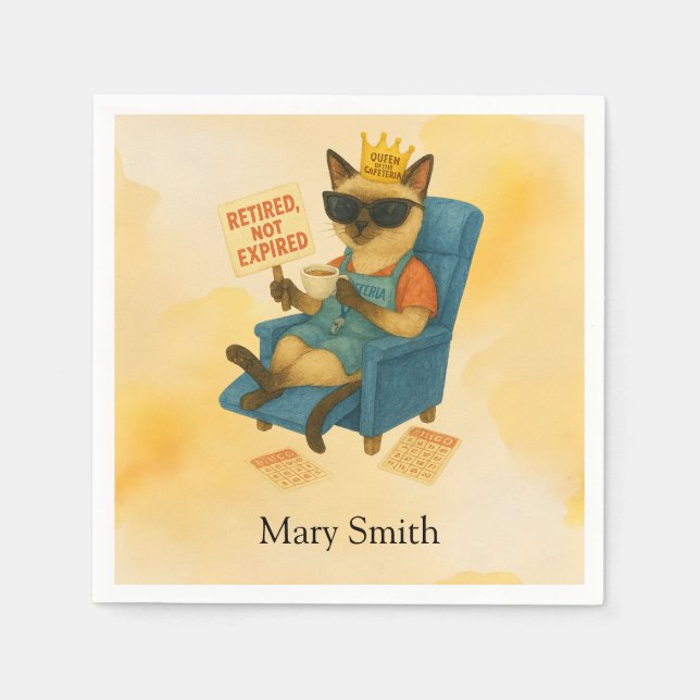 Lunch Lady serving food for Cat Lovers Napkin (Front)