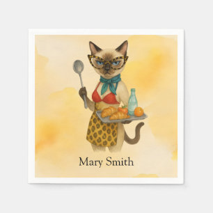Lunch Lady serving food for Cat Lovers Napkin