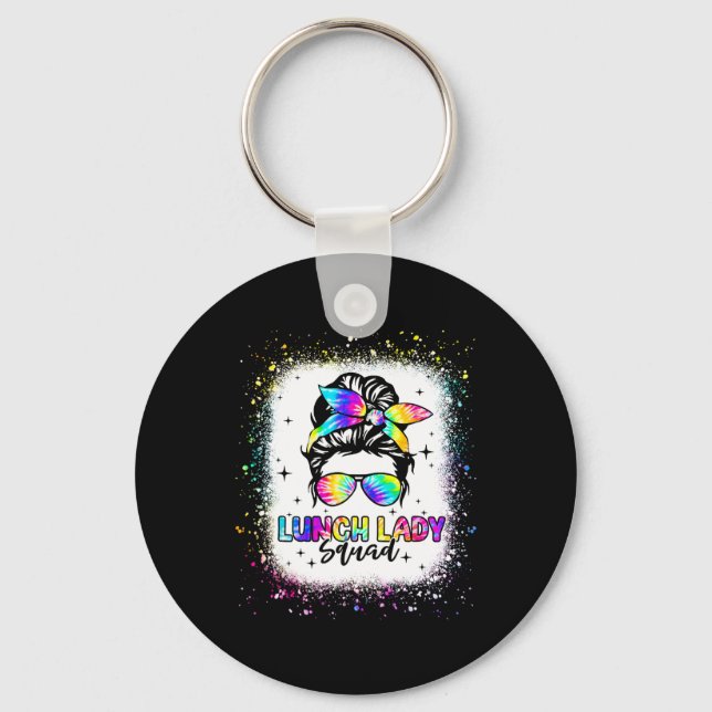 Lunch Lady Squad Messy Bun Girl First Day Ck To Sc Keychain (Front)