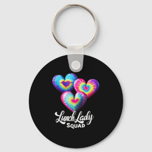 Lunch Lady Squad Tie Dye Hearts Present For Cafete Keychain