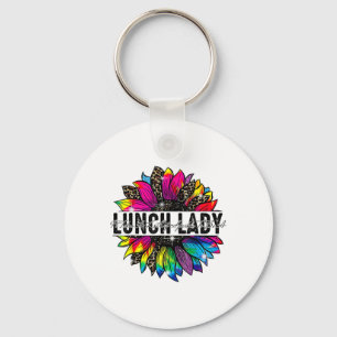 Lunch Lady Sunflower Leopard Tie Dye Ck To School  Keychain