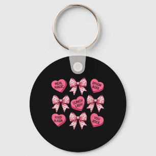 Lunch Lady Valentines Day Heart Candy Coquette Keychain