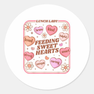 Lunch Lady Valentines Day Retro Cute Cafeteria Swe Classic Round Sticker