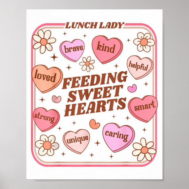 Lunch Lady Valentines Day Retro Cute Cafeteria Swe Poster (Front)