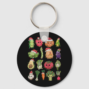 Lunch Lady Vegetable Food Christmas Tree Fun Xmas Keychain