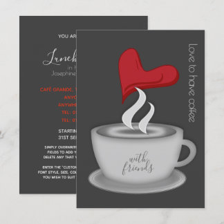 Lunch With Friends Cute Coffee Cup Invitation