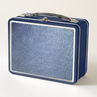 Lunchbox en métal bleu Jean