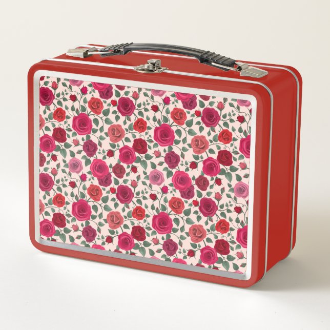 Lunchbox en métal Fleurs roses (Devant)