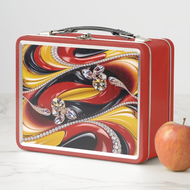 Lunchbox en métal inoxydable aux couleurs belges (En situation)