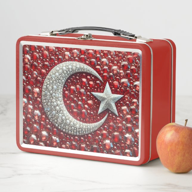 Lunchbox en métal inoxydable aux couleurs turques (En situation)