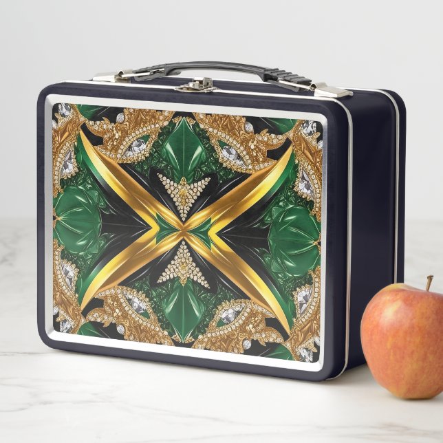 Lunchbox en métal inoxydable avec couleurs Jamaïqu (En situation)