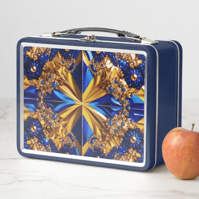 Lunchbox en métal inoxydable avec couleurs Suède (En situation)