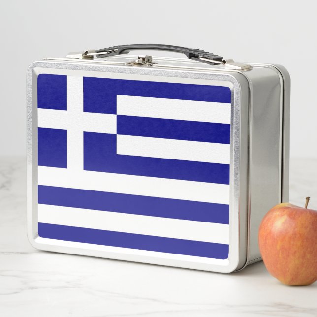 Lunchbox en métal inoxydable avec drapeau de la Gr (En situation)