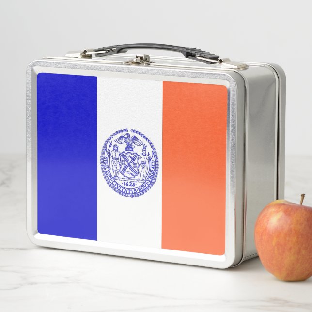 Lunchbox en métal inoxydable avec drapeau de New Y (En situation)