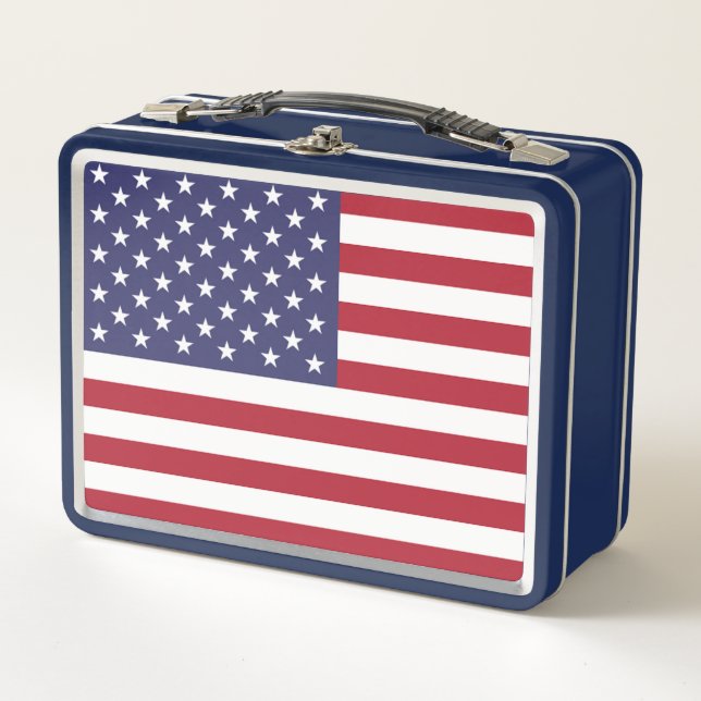 Lunchbox en métal inoxydable avec drapeau des USA (Devant)