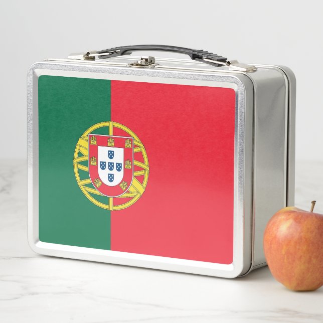 Lunchbox en métal inoxydable avec drapeau du Portu (En situation)